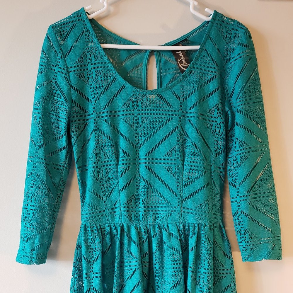 Trixxi 1/2 Sleeve Lace A-line Dress, Knee Length